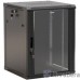 Hyperline TWB-1266-GP-RAL9004 Шкаф настенный 19-дюймовый (19″), 12U, 650x 600х 600мм, стеклянная дверь с перфорацией по бокам, ручка с замком, цвет черный (RAL 9004) (разобранный)