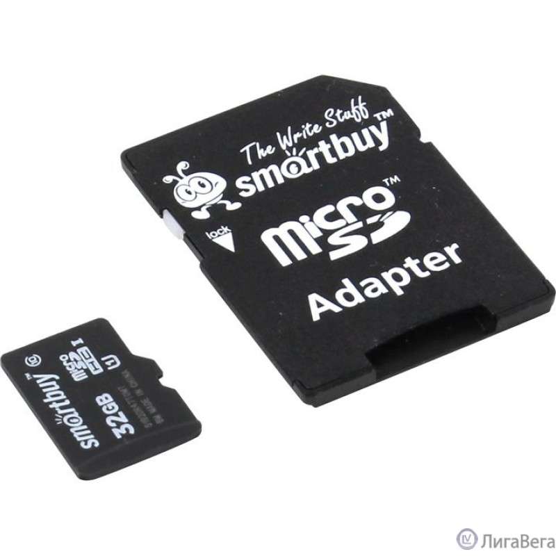 Micro SecureDigital 32Gb Smart buy SB32GBSDCL10-01 {Micro SDHC Class 10, SD adapter}