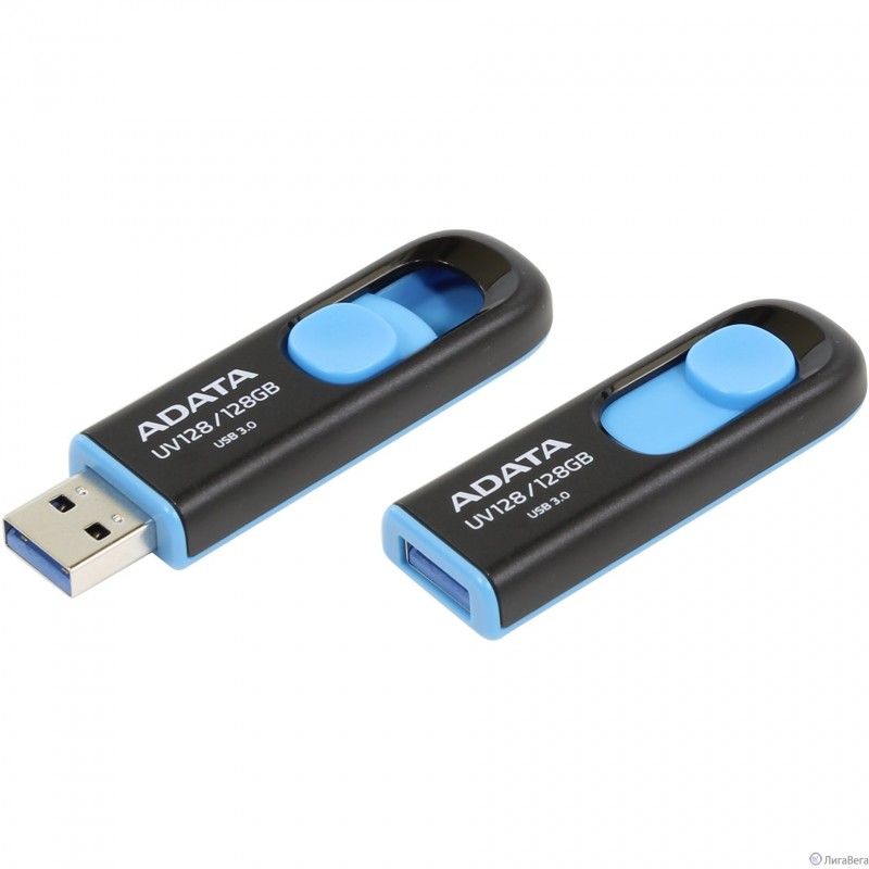 A-DATA Flash Drive 128GB UV128 AUV128-128G-RBE {USB3.0, Black-Blue}