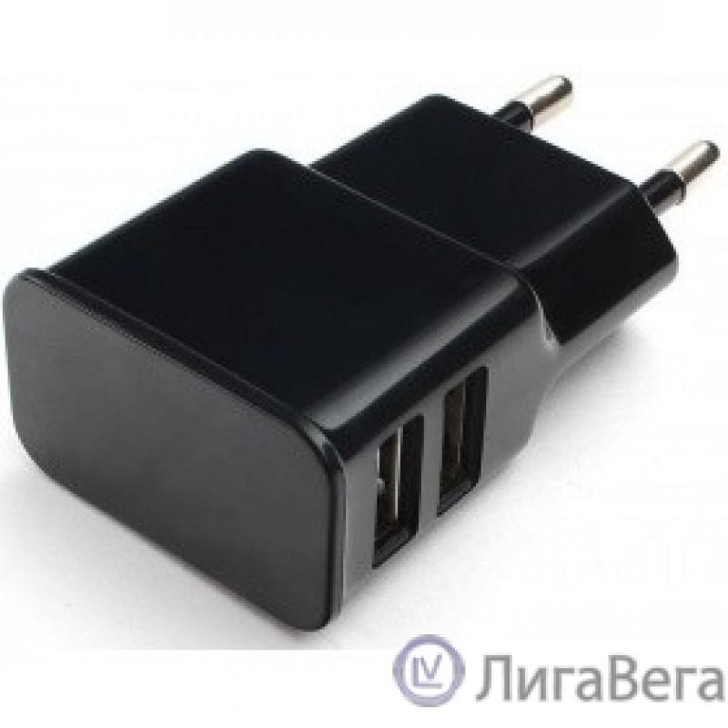 Cablexpert Адаптер питания 100/220V - 5V USB 2 порта, 2.1A, черный (MP3A-PC-12)