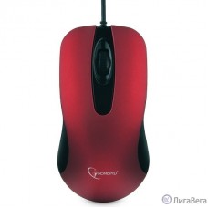 Gembird MOP-400-R красный USB {Мышь, бесшумный клик, 2 кнопки+колесо кнопка, 1000 DPI,  soft-touch, кабель 1.45м, блистер}
