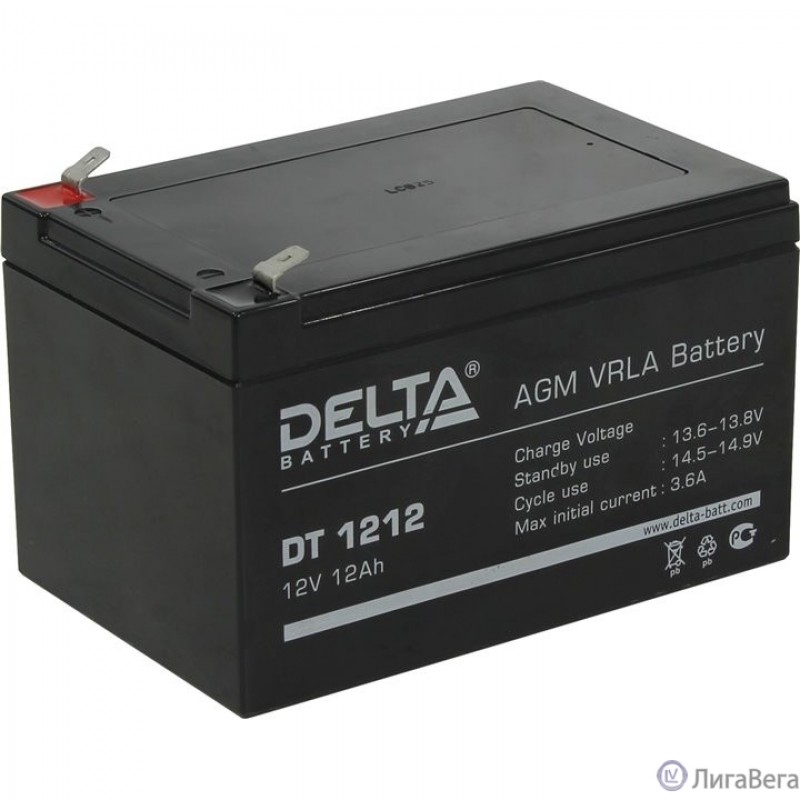 Delta DT 1212 (12 А\ч, 12В) свинцово- кислотный аккумулятор   Delta DT 1212 (12 А\ч, 12В) свинцово- кислотный аккумулятор