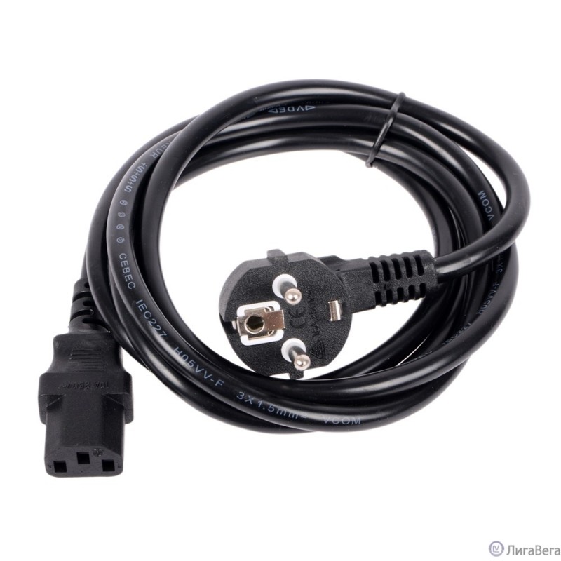 VCOM CE021-CU1.5-1.8 Кабель компьютер --> розетка 220V ( угловая Евровилка) 3G*1.5mm2 , 1,8м VCOM CE021-CU1.5-1.8 Кабель компьютер --> розетка 220V ( угловая Евровилка) 3G*1.5mm2 , 1,8м