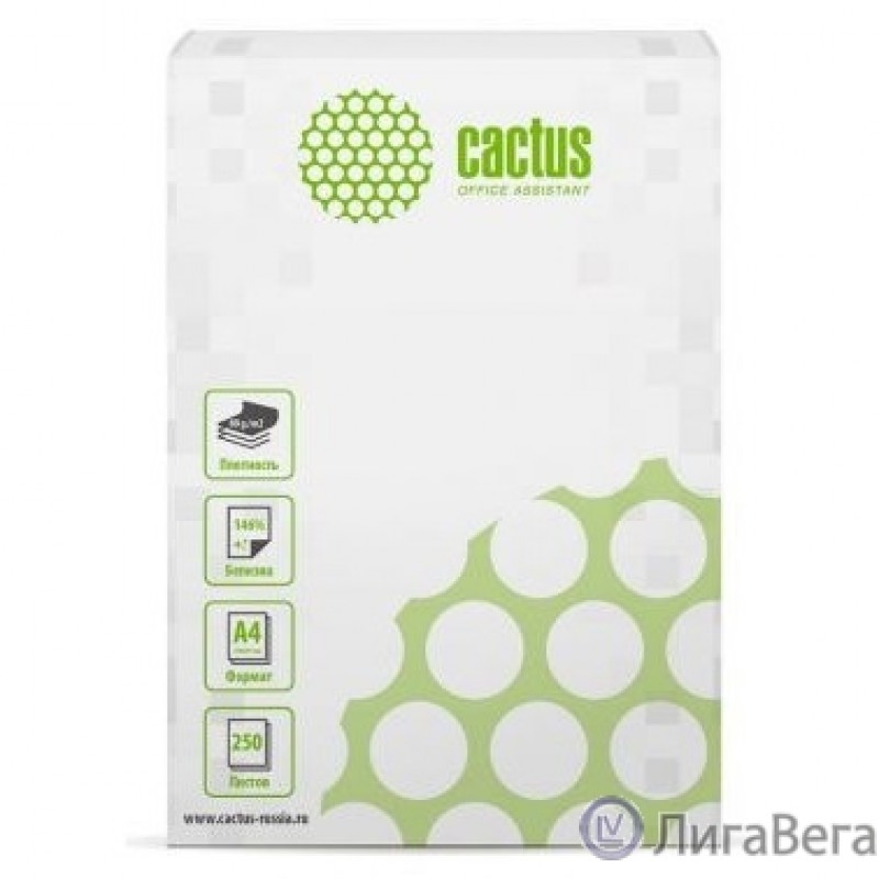 CACTUS Бумага белая офисная  A4/80г/м2/250л./белый CIE146% (отпускается по 1 пачке - 250 листов)