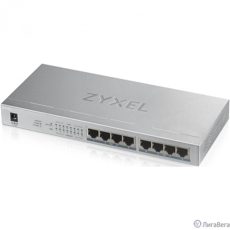 ZYXEL GS1008HP-EU0101F PoE+ коммутатор GS1008HP, 8xGE PoE+, настольный, металлический, бесшумный, бюджет PoE 60 Вт ZYXEL GS1008HP-EU0101F PoE+ коммутатор GS1008HP, 8xGE PoE+, настольный, металлический, бесшумный, бюджет PoE 60 Вт