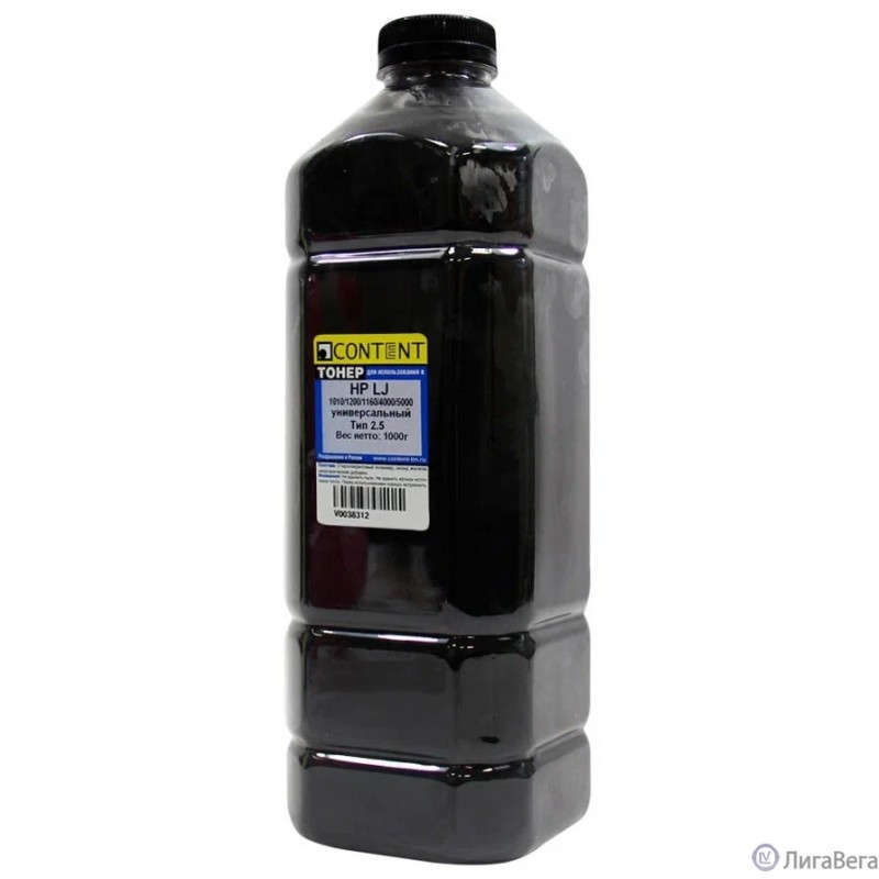 Content Тонер HP LJ универсальный 1010/1200/1160/4000/5000 Тип 2.5, 1кг, канистра Content Тонер HP LJ универсальный 1010/1200/1160/4000/5000 Тип 2.5, 1кг, канистра