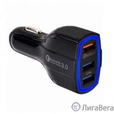 ORIENT CAR QC-12V3W Автомобильное зарядное устройство с функцией быстрой зарядки{поддержка Quick Charge 3.0,  3xUSB-A: QC выход - 5В,3.0A/ 9В,1.67А/ 12В,1.25А; 2,3 выходы - 5В,3.5А} черный
