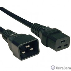 Hyperline PWC-IEC19-IEC20-1.0-BK Кабель питания IEC 320 C19 - IEC 320 C20 (3x1.5), 16A, прямая вилка, 1м, цвет черный