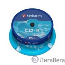 Verbatim  Диски CD-R  25 шт. 52-x 700Mb, Cake Box (43432)