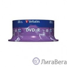 Verbatim Диски DVD+R  4.7Gb 16х, 25 шт, Cake Box (43500)