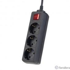 Perfeo Сетевой удлинитель с кнопкой ″POWERMATE″, PF_A4676 (1,8м, 3 розетки, черный (PF-PM-3/1,8-B))