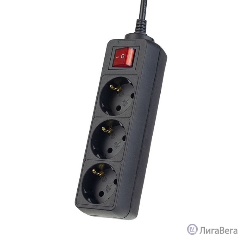 Perfeo Сетевой удлинитель с кнопкой ″POWERMATE″, PF_A4676 (1,8м, 3 розетки, черный (PF-PM-3/1,8-B))