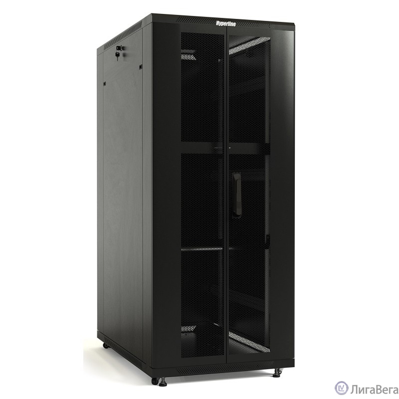 Hyperline TTB-4282-DD-RAL9004 Шкаф напольный 19-дюймовый, 42U, 2055x 800х 1200 мм (ВхШхГ), передняя и задняя распашные перфорированные двери (75%), ручка с замком, крыша нового типа, цвет черный Hyperline TTB-4282-DD-RAL9004 Шкаф напольный 19-дюймовый, 42U, 2055x 800х 1200 мм (ВхШхГ), передняя и задняя распашные перфорированные двери (75%), ручка с замком, крыша нового типа, цвет черный