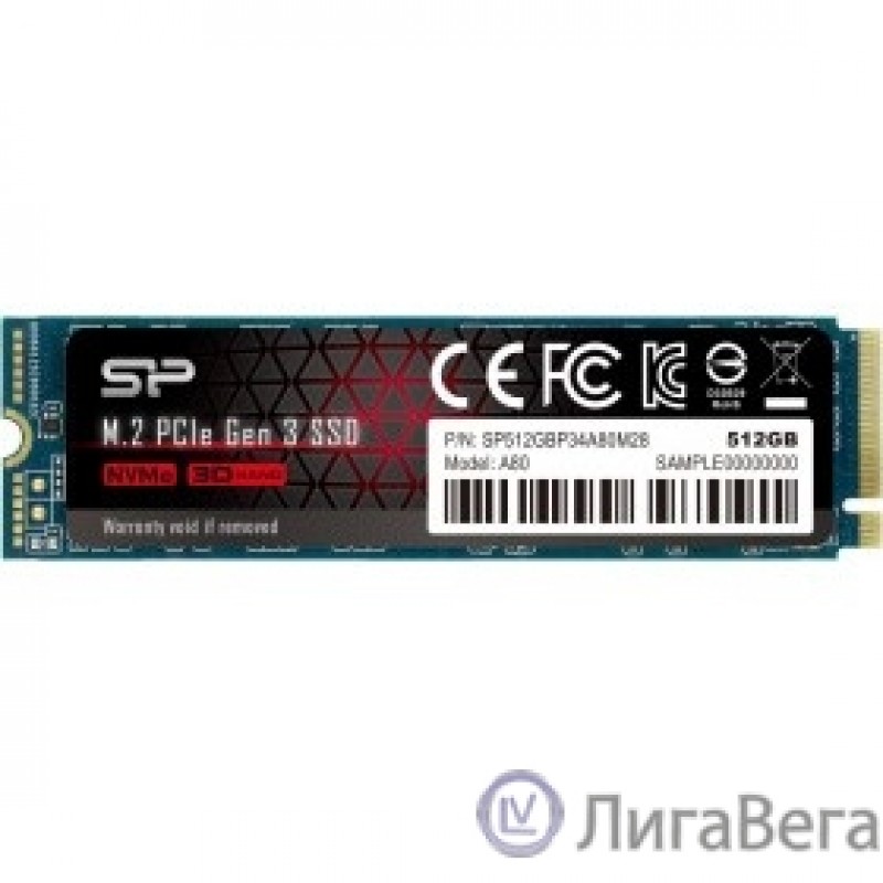 Silicon Power SSD 512Gb A80 SP512GBP34A80M28, M.2 2280, PCI-E x4, NVMe