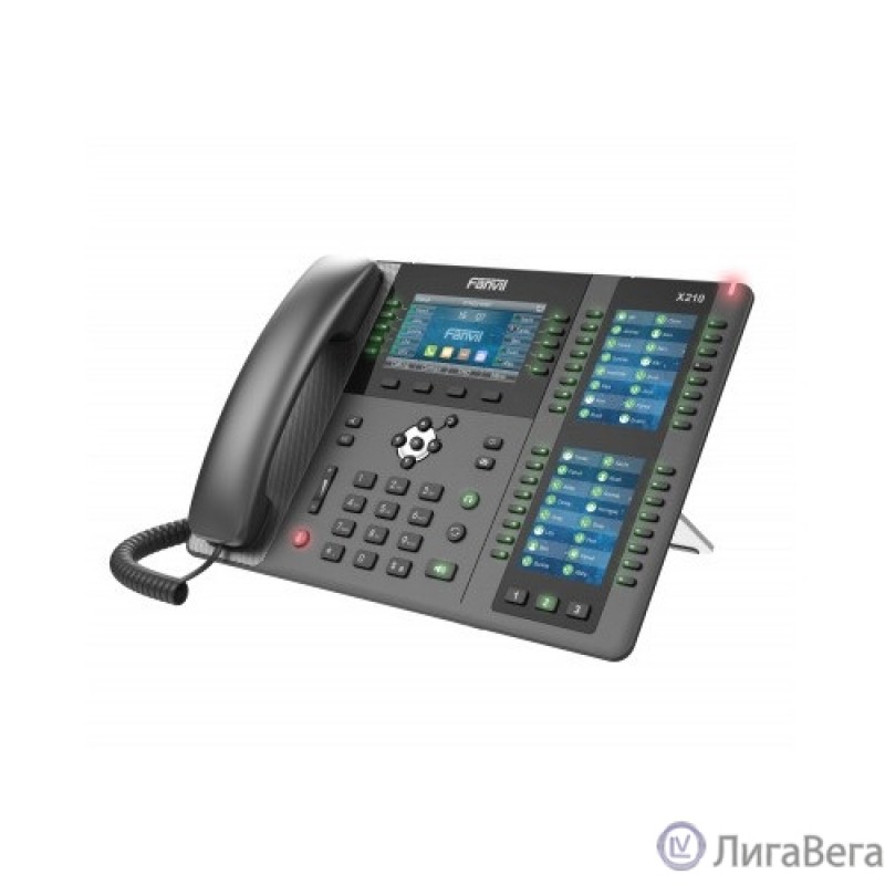 Fanvil X210 20 линии SIP, HD аудио,имеет цветной дисплей 4.3 дюймов 480x272, 3 ЖК дисплея, имеет 2 порта Gigabit LAN, питание PoE, 106 DSS/BLF ключи, WIFI, Bluetooth