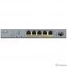 ZYXEL GS1350-6HP-EU0101F L2 коммутатор PoE+ для IP-видеокамер 4xGE PoE+, 1xGE PoE++ (802.3bt), 1xSFP, бюджет PoE 60 Вт, дальность передачи питания до 250 м, автоперезагрузка PoE-портов