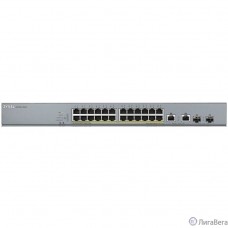 ZYXEL GS1350-26HP-EU0101F L2 коммутатор PoE+ для IP-видеокамер 24xGE PoE+, 2xCombo (SFP/RJ-45), бюджет PoE 375 Вт, дальность передачи питания до 250 м, автоперезагрузка PoE-портов