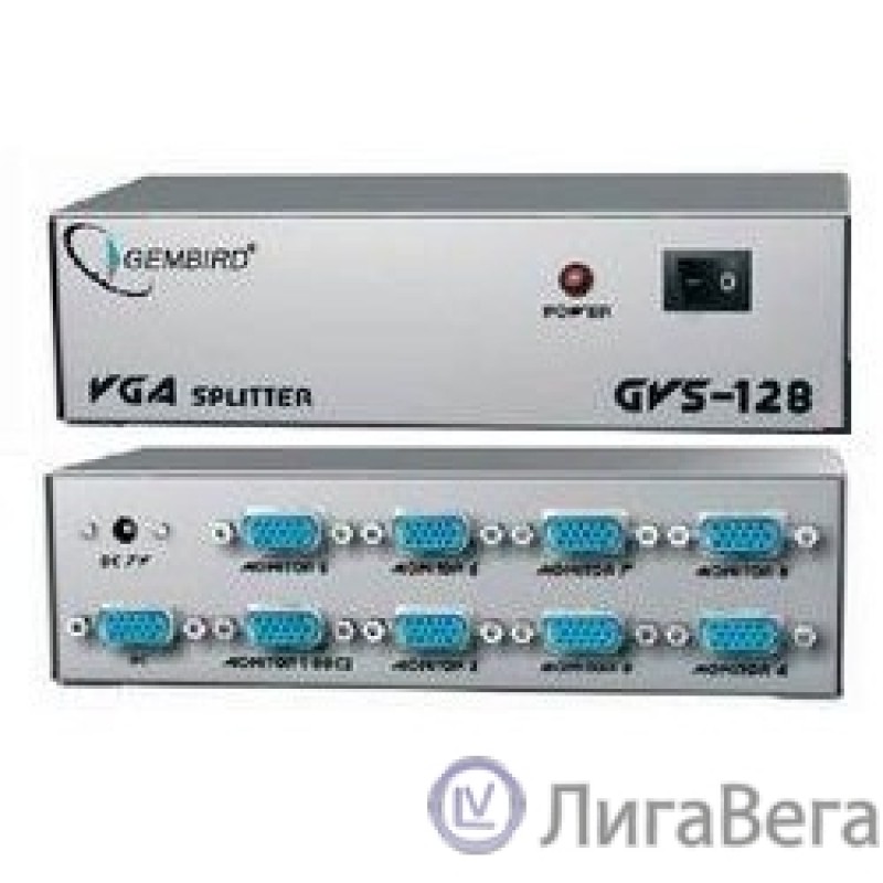 Gembird GVS128  Разветвитель сигнала VGA на 8 мониторов (Gembird/Cablexpert)  Gembird GVS128  Разветвитель сигнала VGA на 8 мониторов (Gembird/Cablexpert)