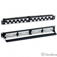 Hyperline PP2A-19-24S-8P8C-C6-110 Патч-панель 19″, 1U, с угловыми портами, 24 порта RJ-45, категория 6, Dual IDC