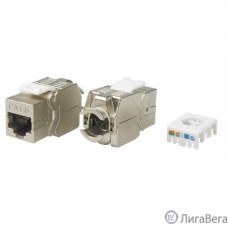 Hyperline KJ8-8P8C-C6-180-TLS-SH-F-WH Вставка Keystone Jack RJ-45(8P8C), категория 6, экранированная, тип 180 градусов, Toolless, белая