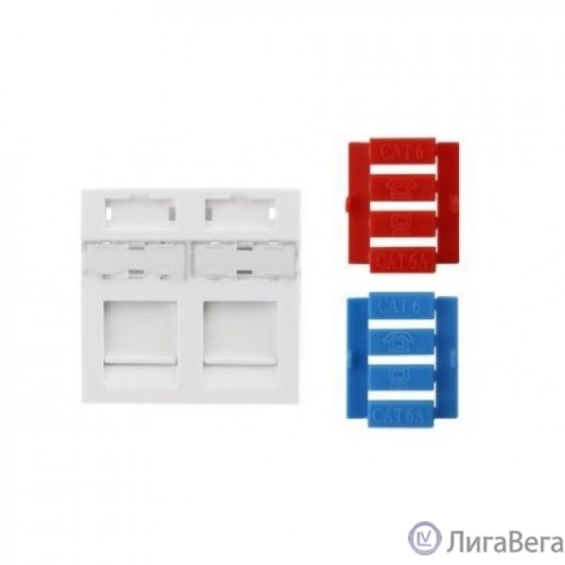 Hyperline SIP3-2K-M45-45 Вставка 45x45 (аналог Mosaic) для 2х модулей Keystone Jack, со шторками