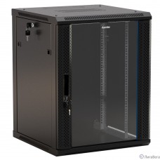Hyperline TWB-0966-SR-RAL9004 шкаф настенный 19-дюймовый (19″), 9U, 500x600x600 мм, металлическая передняя дверь с замком, две боковые панели, цвет черный (RAL 9004) (разобранный)