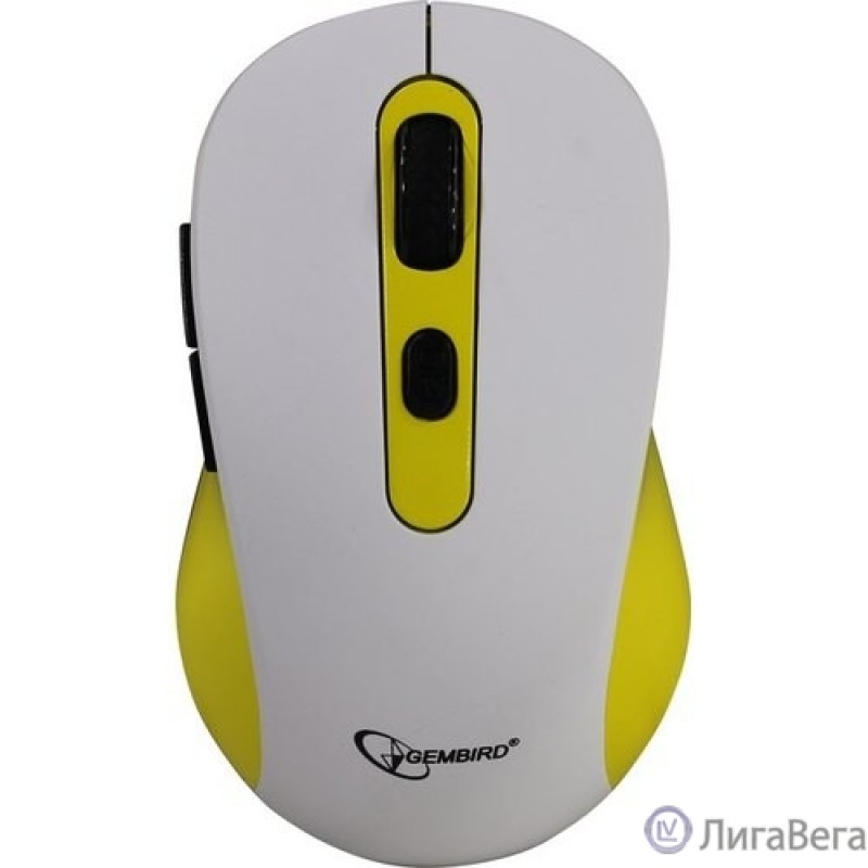 Gembird MUSW-221-Y {Мышь беспров., белый/жёлтый, 5кн.+колесо-кнопка, 800/1200/1600DPI, 2.4ГГц, трехуровневая система энергосбережения} Gembird MUSW-221-Y {Мышь беспров., белый/жёлтый, 5кн.+колесо-кнопка, 800/1200/1600DPI, 2.4ГГц, трехуровневая система энергосбережения}