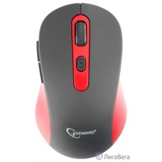 Gembird MUSW-221-R {Мышь беспров., чёрный/красный, 5кн.+колесо-кнопка, 800/1200/1600DPI, 2.4ГГц, трехуровневая система энергосбережения}