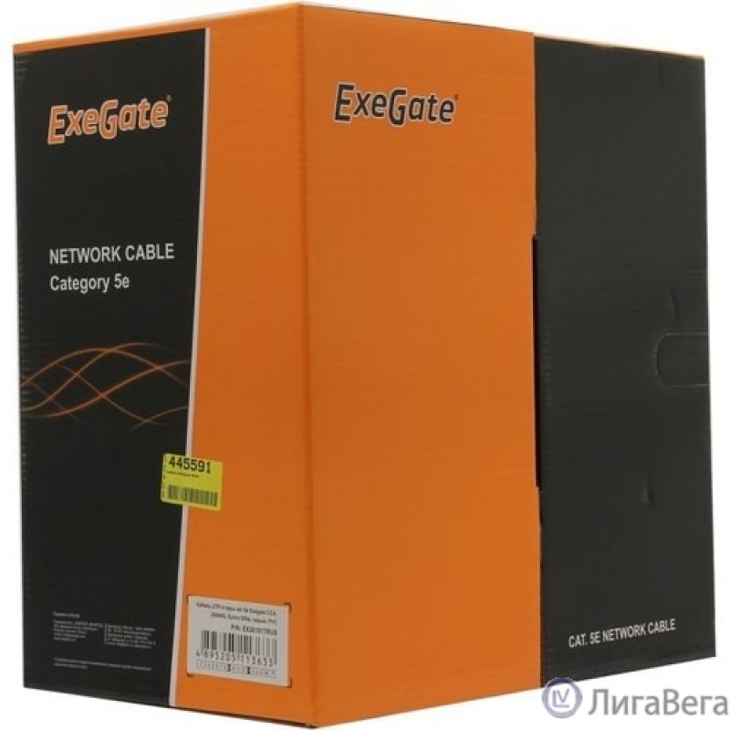 Exegate EX281817RUS Кабель Exegate  UTP4-C5e-CCA-S25-IN-PVC-GY-305 UTP 4 пары кат.5e CCA, 25AWG, бухта 305м, серый, PVC