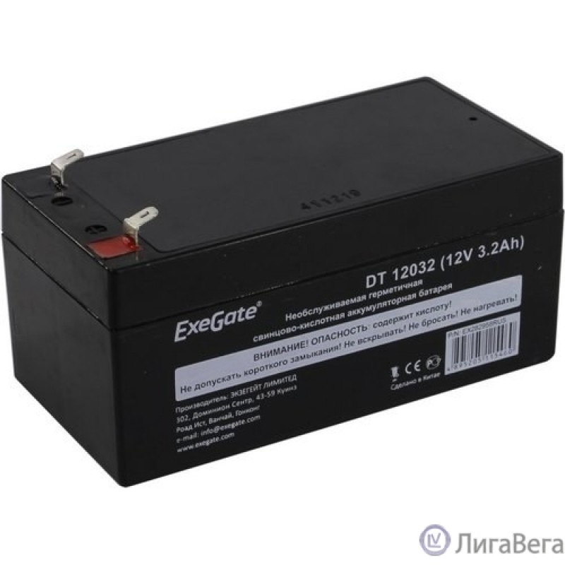Exegate EX282958RUS Аккумуляторная батарея DT 12032 (12V 3.2Ah, клеммы F1) Exegate EX282958RUS Аккумуляторная батарея DT 12032 (12V 3.2Ah, клеммы F1)