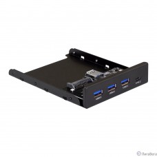 Exegate EX283579RUS Планка USB на переднюю панель ExeGate U3H-623, 3,5″, 3*USB3.0+1*TypeC, черная, металл, подсоединение к мат. плате