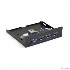Exegate EX283580RUS Планка USB на переднюю панель ExeGate U3H-625, 3,5″, 4*USB3.0, черная, металл, подсоединение к мат. плате