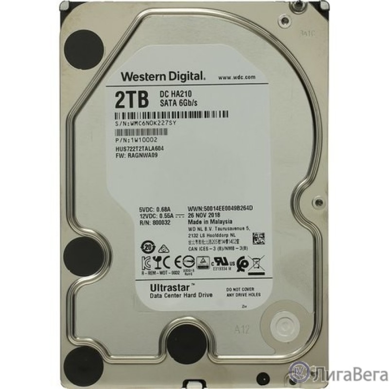 WD Ultrastar DC HDD Server 7K2 (3.5’’, 2TB, 128MB, 7200 RPM, SATA 6Gb/s, 512N HUS722T2TALA604 (1W10025/1W10002) WD Ultrastar DC HDD Server 7K2 (3.5’’, 2TB, 128MB, 7200 RPM, SATA 6Gb/s, 512N HUS722T2TALA604 (1W10025/1W10002)