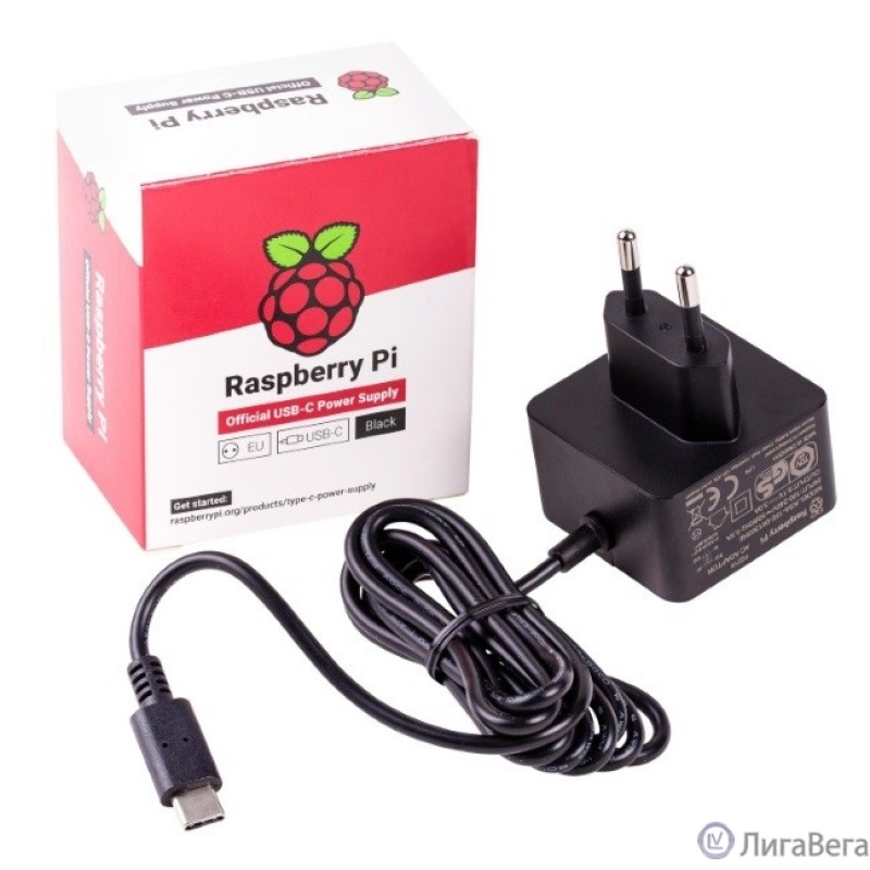 Raspberry 187-3417 Блок питания Official Power Supply Retail, Black, 5.1V, 3A, Cable 1.5 m, USB Type С output jack, для Raspberry Pi 4 B (14886) Raspberry 187-3417 Блок питания Official Power Supply Retail, Black, 5.1V, 3A, Cable 1.5 m, USB Type С output jack, для Raspberry Pi 4 B (14886)