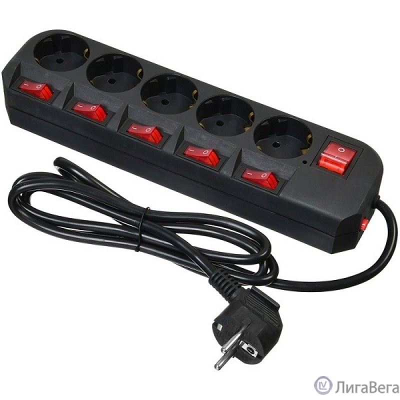 BURO Сетевой фильтр 5 розеток (500SH-1.8-SW-B) 1.8м, черный коробка {1159725} BURO Сетевой фильтр 5 розеток (500SH-1.8-SW-B) 1.8м, черный коробка {1159725}