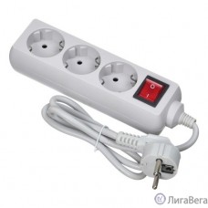 BURO Сетевой фильтр 3 розетки (300SL-1-G), 1м, серый (пакет ПЭ) {1087164}