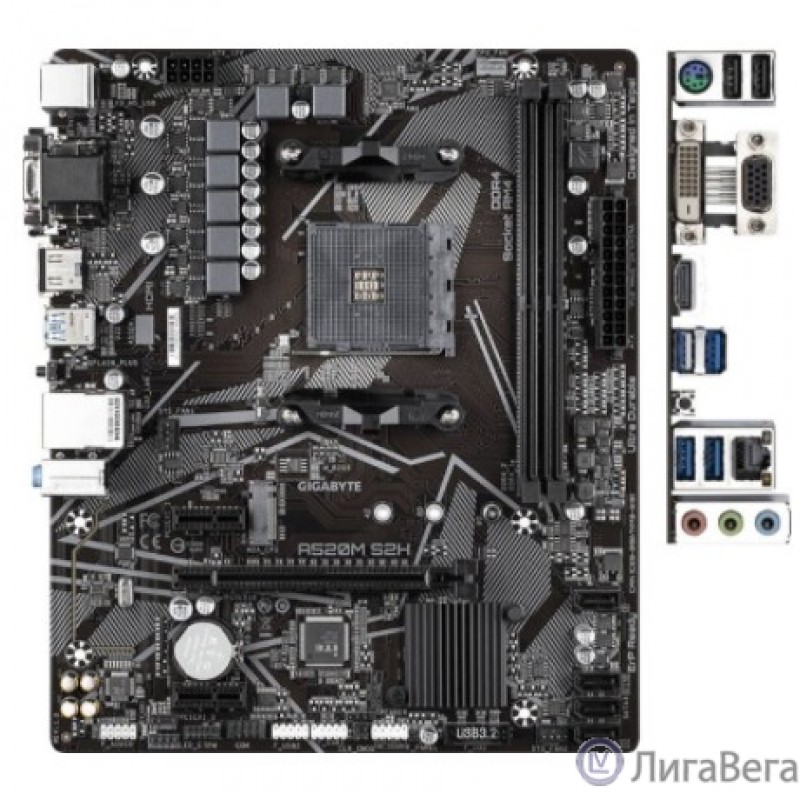 Gigabyte A520M S2H {Soc-AM4 AMD A520 2xDDR4 mATX AC`97 8ch(7.1) GbLAN RAID+VGA+DVI+HDMI}