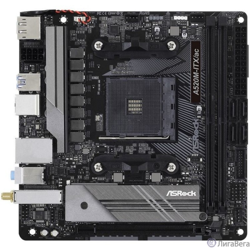 Asrock A520M-ITX/AC RTL {AMD A520, сокет: AM4, слоты: 2 слота DDR4 DIMM (2133 - 4733 МГц), SATA: 6 Гбит/с х4, A520M-ITX/AC} Asrock A520M-ITX/AC RTL {AMD A520, сокет: AM4, слоты: 2 слота DDR4 DIMM (2133 - 4733 МГц), SATA: 6 Гбит/с х4, A520M-ITX/AC}
