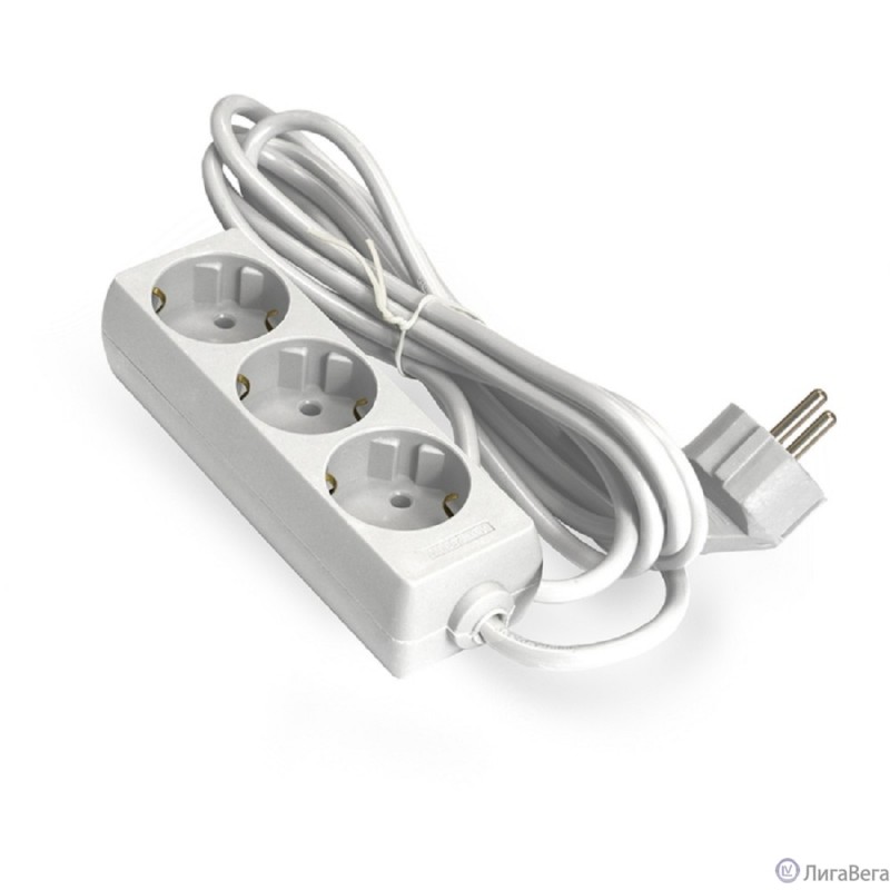 Exegate EX285806RUS Удлинитель ExeGate ECE-3-3W (3 евророзетки с заземлением, 3м, белый)