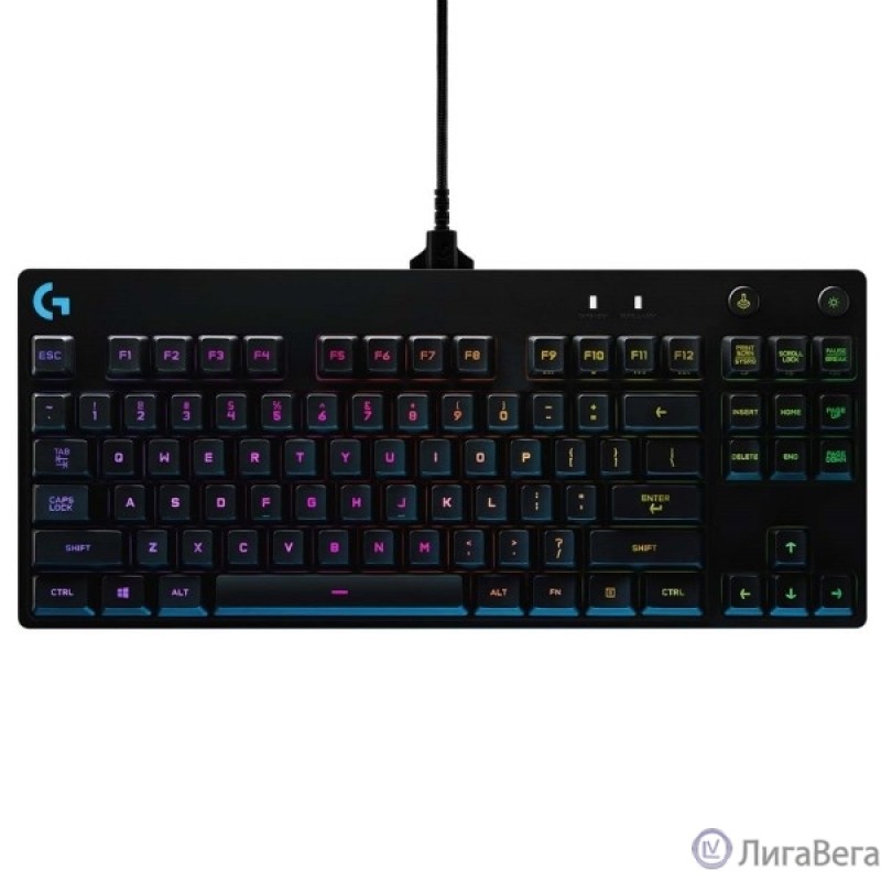 920-009393 Logitech Клавиатура Gaming Pro механическая черный USB оригинальная заводская гравировка RU/LAT