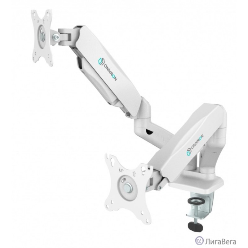 ONKRON G160 белый {Для двух экранов с диагональю 13″-32″ Допустимая нагрузка: 2 x  (2-6,5 кг) VESA: 75x75, 100x100 мм} ONKRON G160 белый {Для двух экранов с диагональю 13″-32″ Допустимая нагрузка: 2 x  (2-6,5 кг) VESA: 75x75, 100x100 мм}