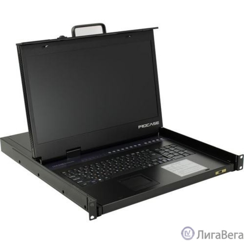 ProCase E1908HD Консоль однорельсовая , КВМ 8 порт, LCD 19'', single rail console KVM 8 port, LCD D-Sub, USB, разрешение 1920*1080, 8 кабелей
