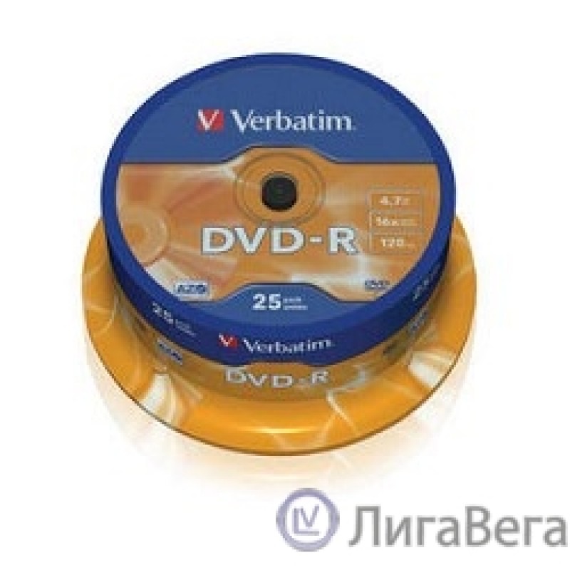 Verbatim  Диски DVD-R   4.7Gb 16-х, 25шт, Cake Box (43522)