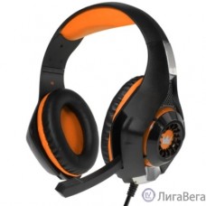 CROWN CMGH-101T Black&orang (Подключение jack 3.5мм 4pin+ адаптер 2*jack spk+mic,Частотныи? диапазон: 20Гц-20,000 Гц ,Кабель 2.1м,Размер D 250мм, регулировка громкости, микрофон на ножке)