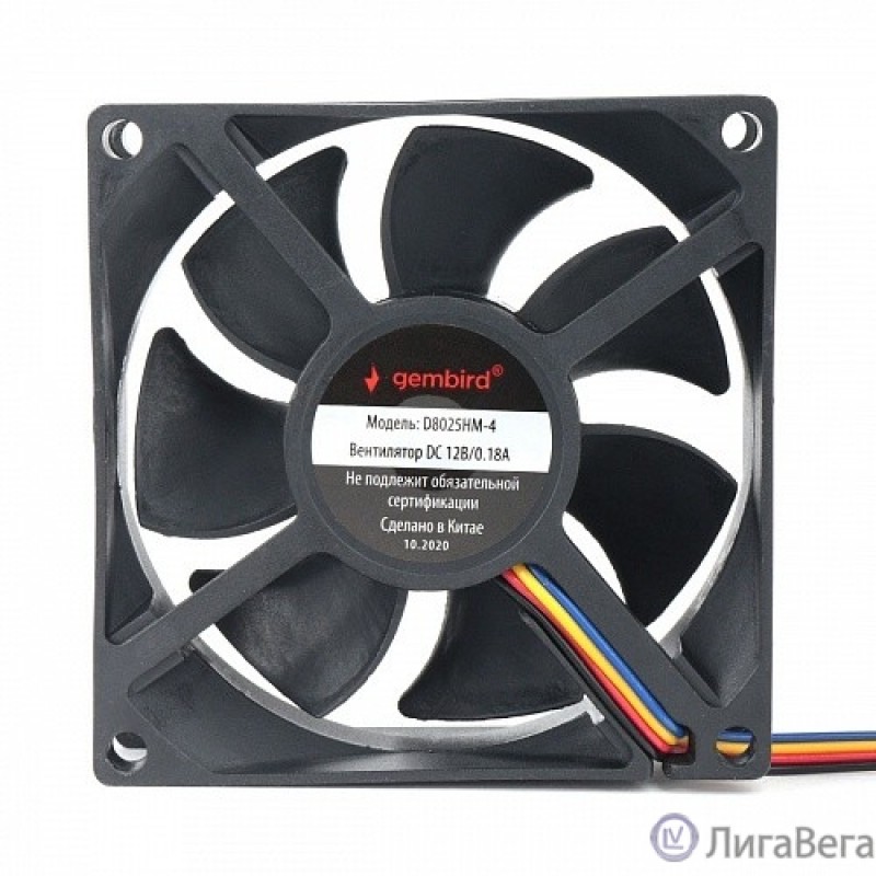 Gembird Вентилятор для корпуса 80x80x25, гидродинамический, 4 pin, провод 30 см (D8025HM-4)