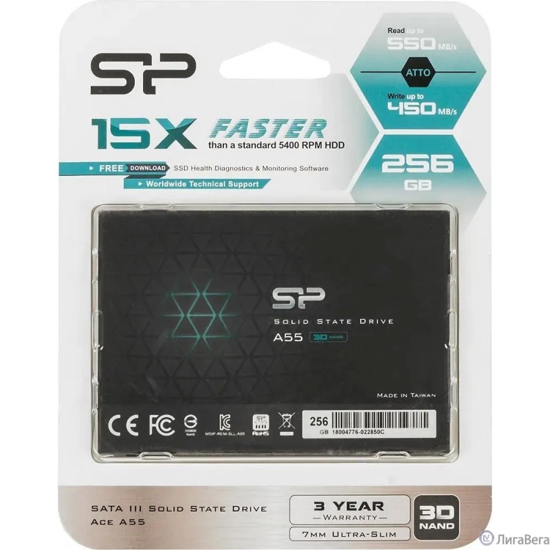 Silicon Power SSD 256Gb A55 SP256GBSS3A55S25 2.5″, SATA3