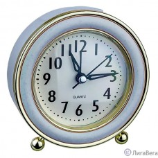 Perfeo Quartz часы-будильник ″PF-TC-016″, круглые диам. 10,5 см, подсветка, синие