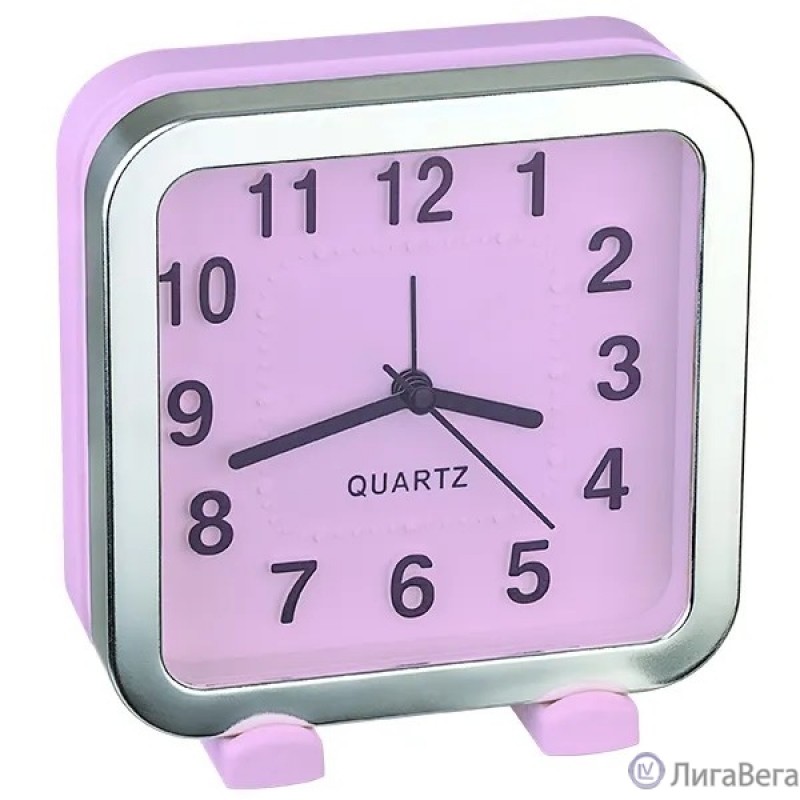 Perfeo Quartz часы-будильник ″PF-TC-018″, квадратные 13*13 см, красные/сакура