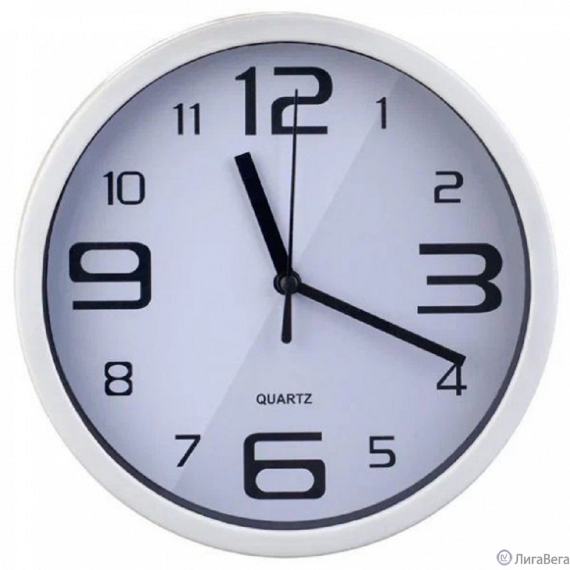 Perfeo Настенные часы ″PF-WC-001″, круглые д. 20 см, белый корпус / белый циферблат
