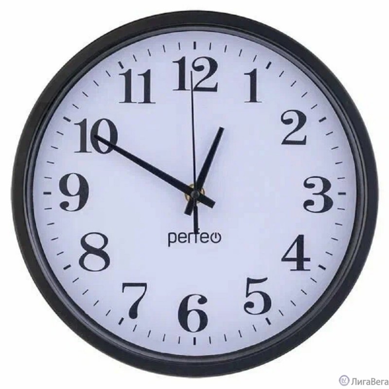 Perfeo Настенные часы ″PF-WC-002″, круглые д. 25 см, чёрный корпус / белый циферблат Perfeo Настенные часы ″PF-WC-002″, круглые д. 25 см, чёрный корпус / белый циферблат